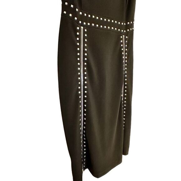 Joseph Ribkoff Sleeveless Studded Zipper Knee Length Black Shift Dress SZ 4 - Picture 3 of 5
